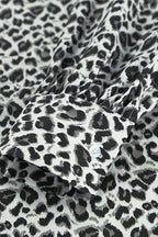 Cotton Leopard Print Turn Down Collar Blouse