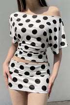 Batwing Sleeve Dot Top Two Pieces Set