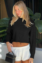 Knit Cropped Long Sleeve Sweater