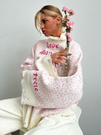 Contrast Letter Knit Pullover Sweater