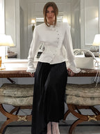 Ruffled Victorian Style Fitted Blouse