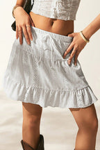 Solid Color Water-Soluble Jacquard Mini Skirt