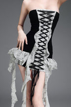 Strapless Lace Up Bodycon Mini Dress