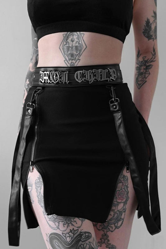 Double Zipper Gothic Split Skirt