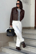 Loose Fit Retro Leather Jacket