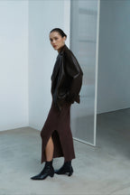 Fashion PU Leather Collar Jacket