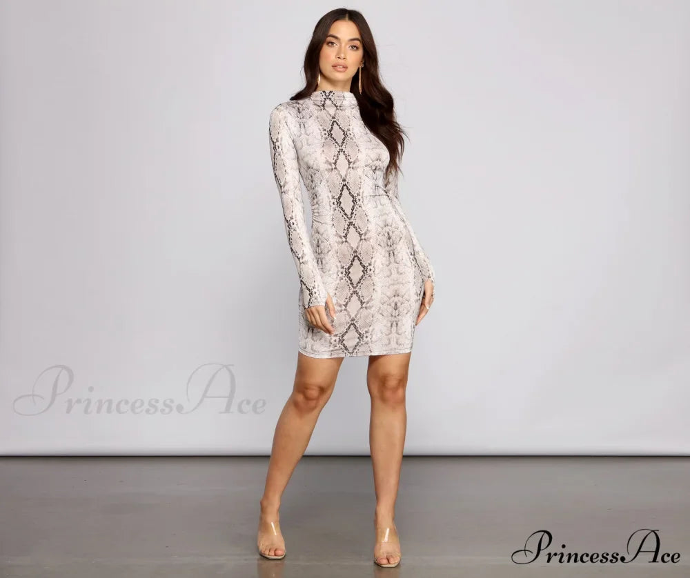 Babe Alert Snake Charming Print Mini Dress