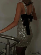 Back Bow Sequin A-line Party Dress