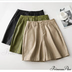 Back Buttons Fashion PU Leather Shorts