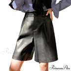 Back Buttons Fashion PU Leather Shorts