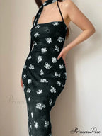 Back Slit Patchwork Trendy Long Denim Skirt