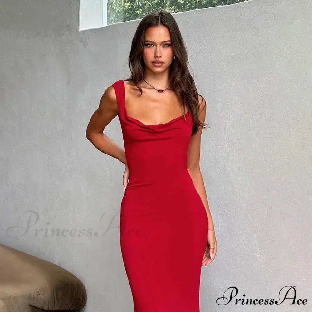 Back Split Knitted Maxi Dress