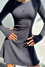 Back Strap Long Sleeve Mini Dress