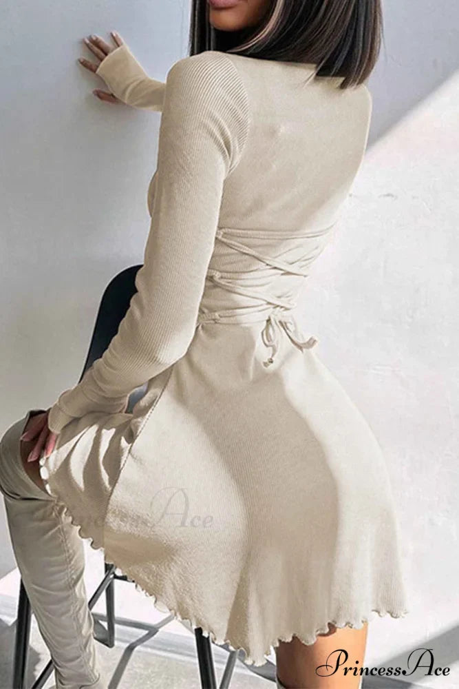 Back Strap Long Sleeve Mini Dress