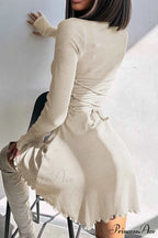 Back Strap Long Sleeve Mini Dress