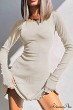 Back Strap Long Sleeve Mini Dress