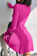 Back Strap Long Sleeve Mini Dress