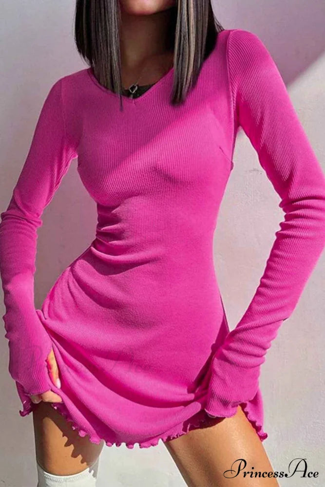 Back Strap Long Sleeve Mini Dress