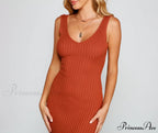 Back To Basics Charming Ribbed Knit Midi Dress