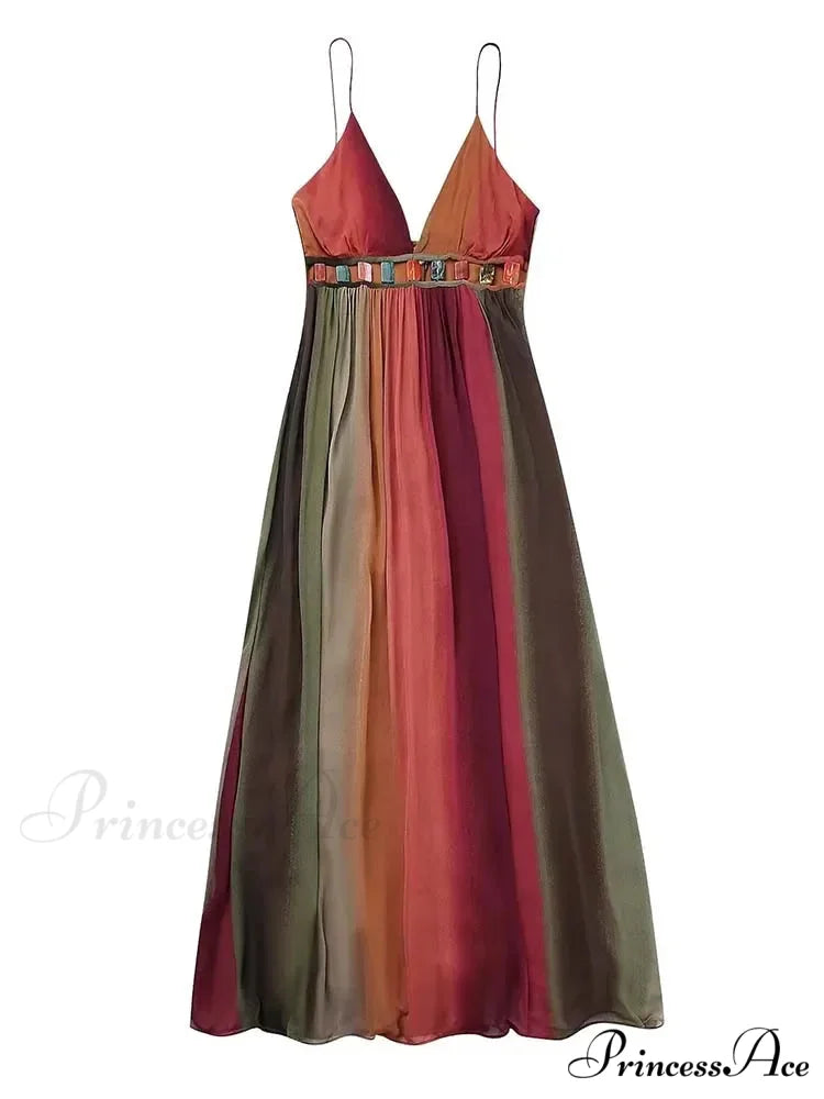 Backless Chiffon Beach Sling Maxi Dress