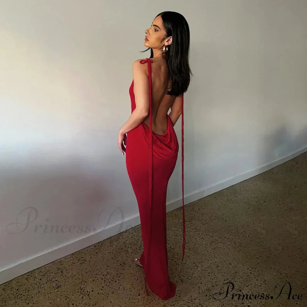 Backless Draped Maxi Dress