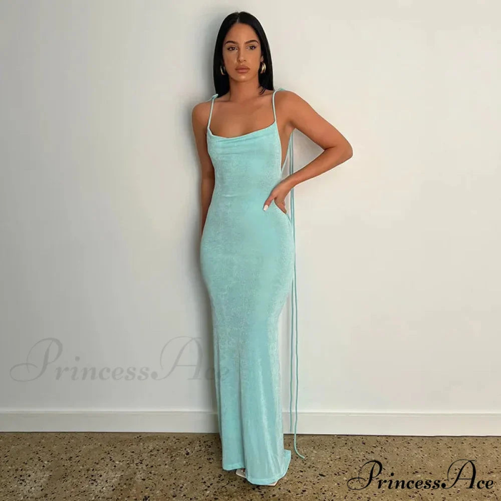 Backless Draped Maxi Dress