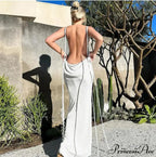 Backless Draped Maxi Dress