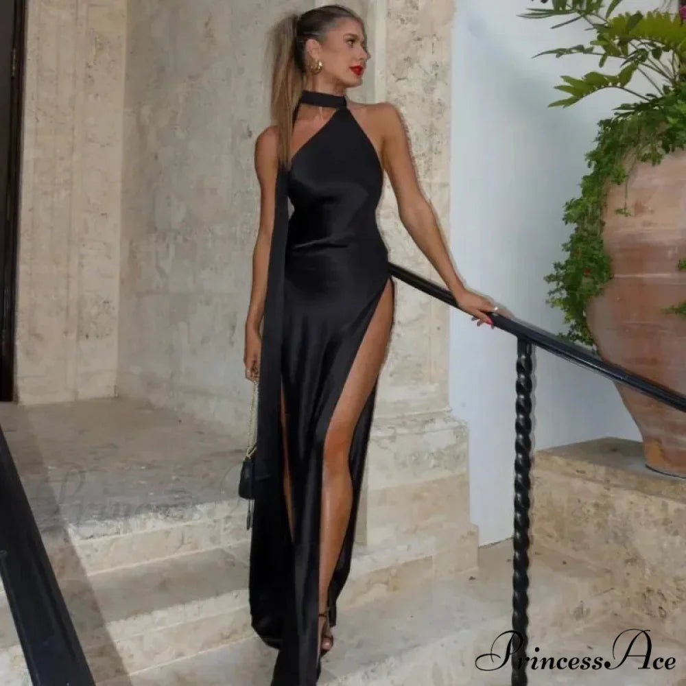 Backless Halter Maxi Dress