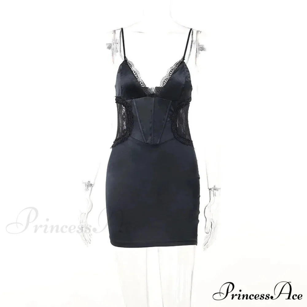 Backless Lace Detailing Club Mini Dress