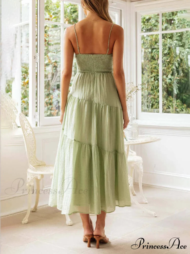 Backless Lace-Up Sleeveless Charming Patchwork Slip Dress