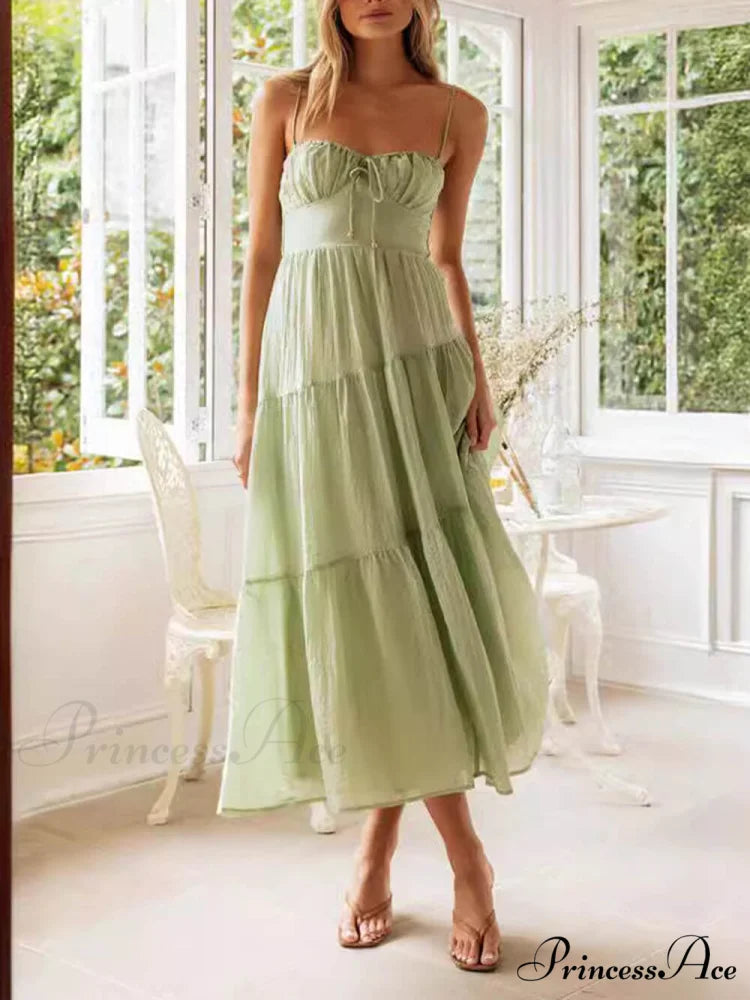 Backless Lace-Up Sleeveless Charming Patchwork Slip Dress