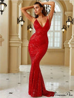 Backless Padded Sequin Party Dress