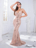 Backless Padded Sequin Party Dress