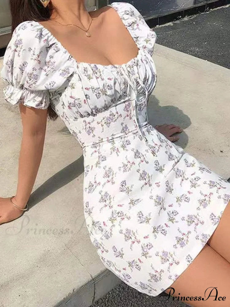 Backless Printed Graceful Slip Mini Dress