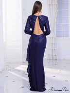 Backless Ruffled Sequined Party Dress