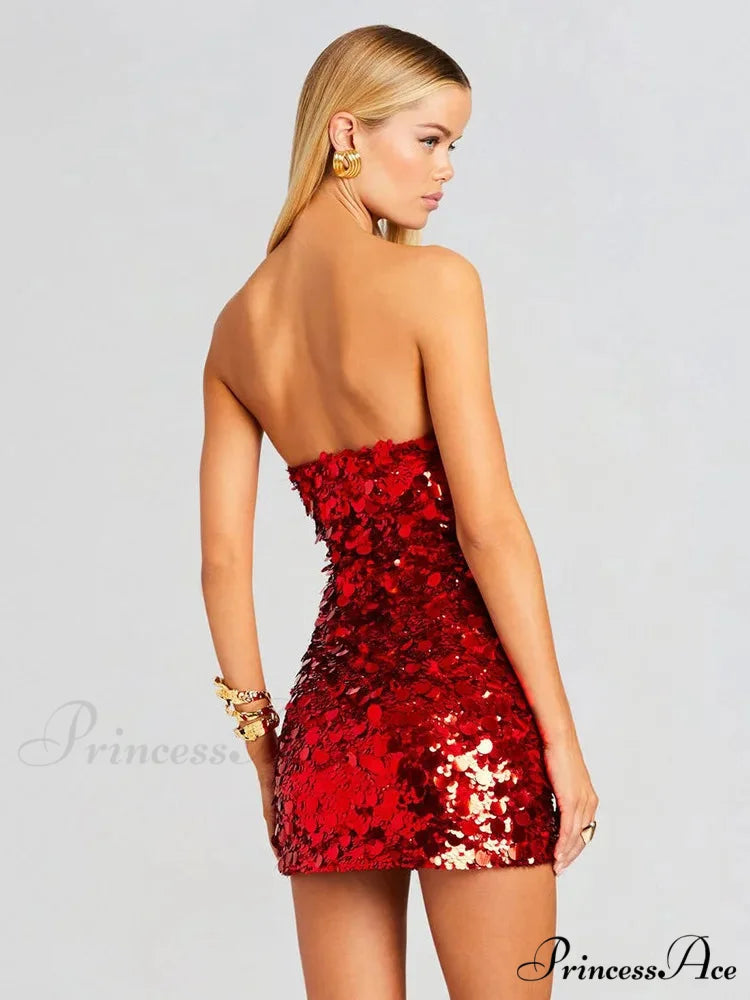 Backless Sequin Mini Party Dress