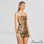 Backless Sequin Mini Party Dress