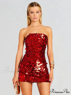 Backless Sequin Mini Party Dress