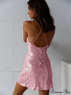 Backless Sequin Stylish Suspender Mini Dress
