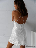 Backless Sequin Stylish Suspender Mini Dress