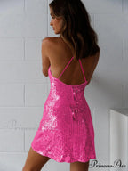 Backless Sequin Stylish Suspender Mini Dress