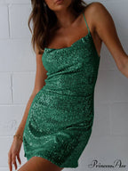 Backless Sequin Stylish Suspender Mini Dress