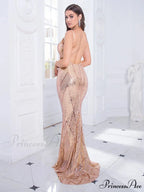 Backless Sequined Mermaid Party Dress