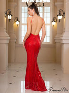 Backless Sequined Mermaid Party Dress