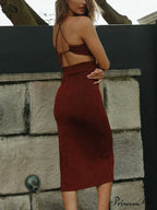 Backless Slit Black Trendy Long Sleeve Top