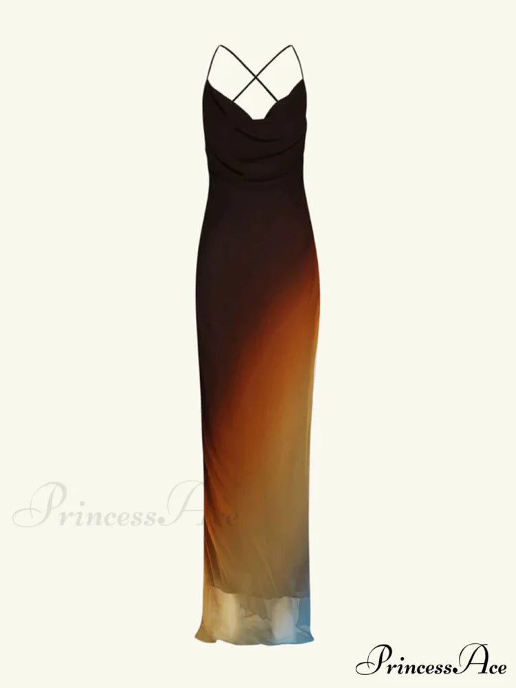 Backless Twill Stylish Maxi Dress