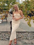 Backless Twist Knitted Fashion Outfits Maxi Dress