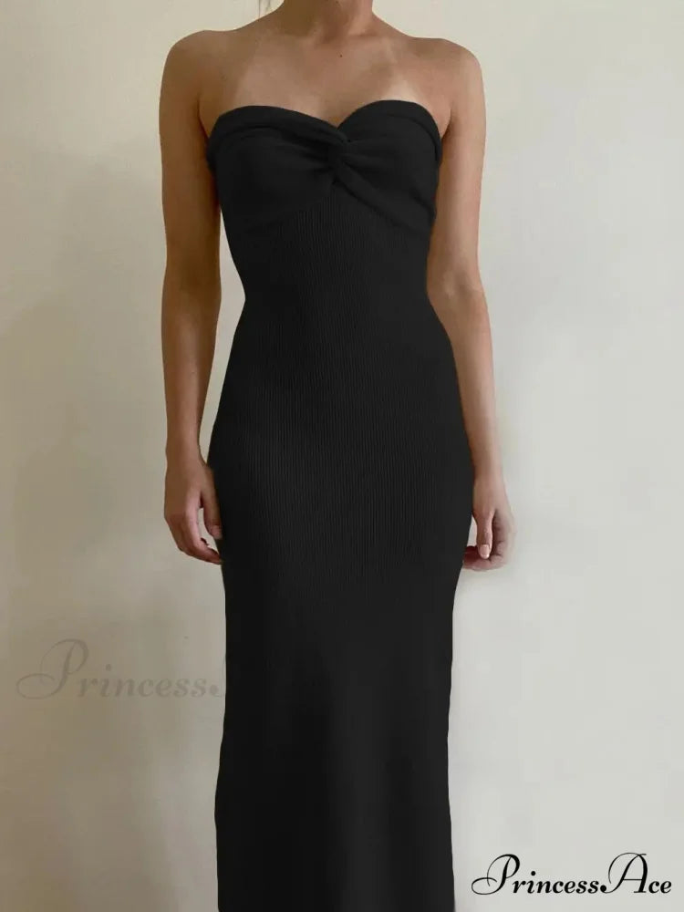 Backless Twist Knitted Fashion Outfits Maxi Dress