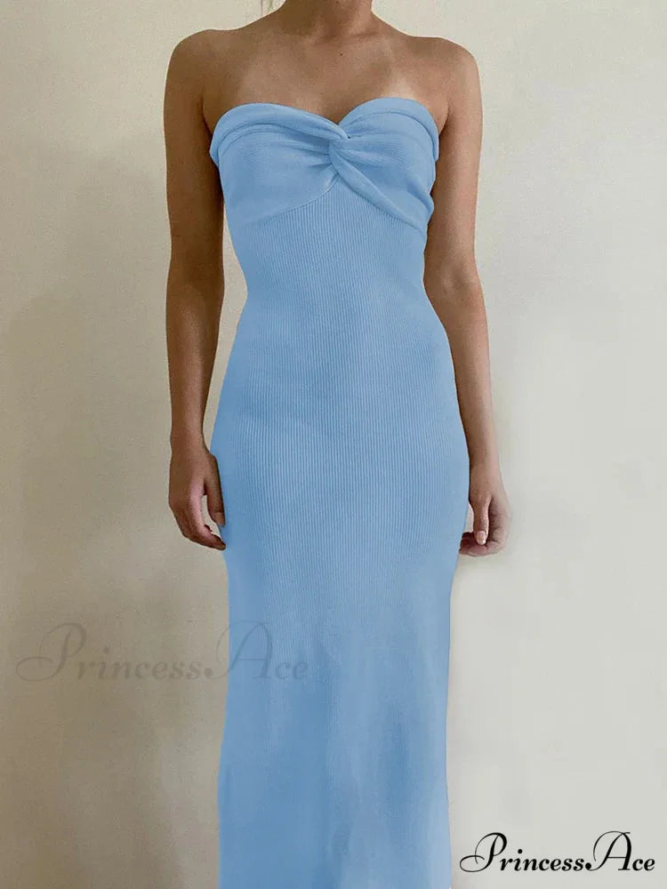 Backless Twist Knitted Fashion Outfits Maxi Dress