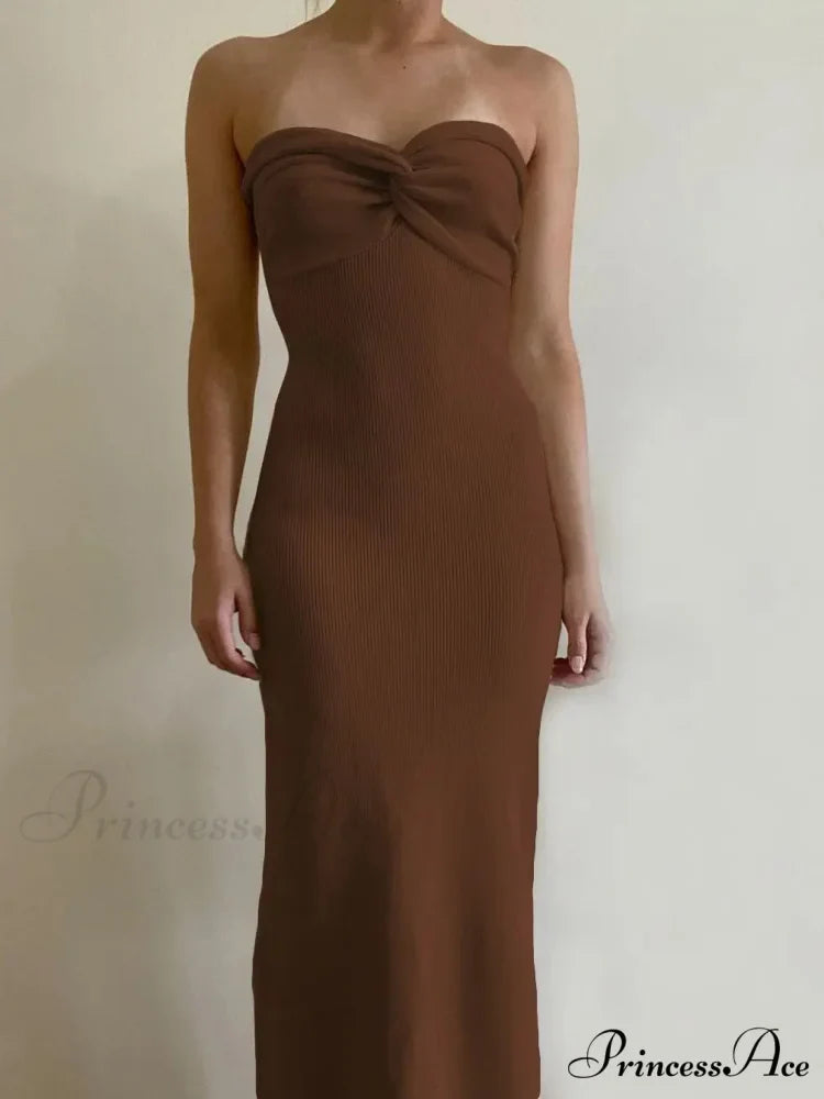 Backless Twist Knitted Fashion Outfits Maxi Dress